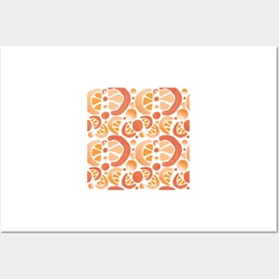 Orange Slices Fruit Pattern on White Posters and Art